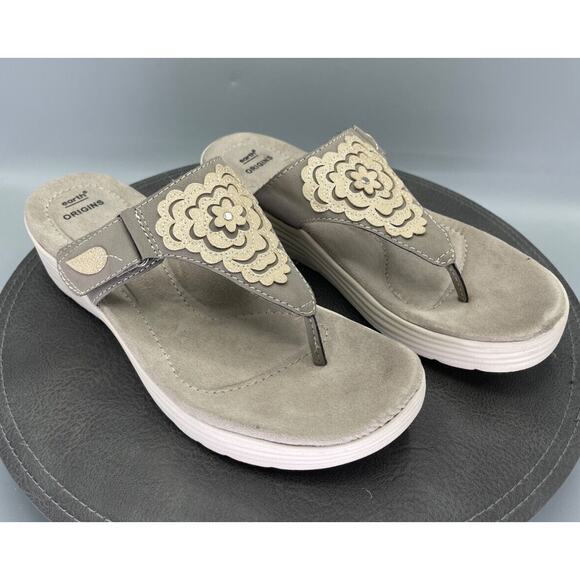 Earth Origins Sandals Womens 10 M Willow Glenda Adjustable Wedge Coco Comfort - Picture 1 of 8